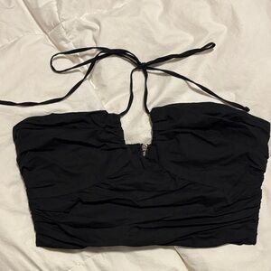 Black Crop Top With Tie Front Details